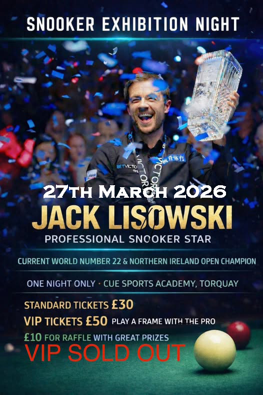 Jack Lisowski exhibition at Cue Sports Academy Torquay
